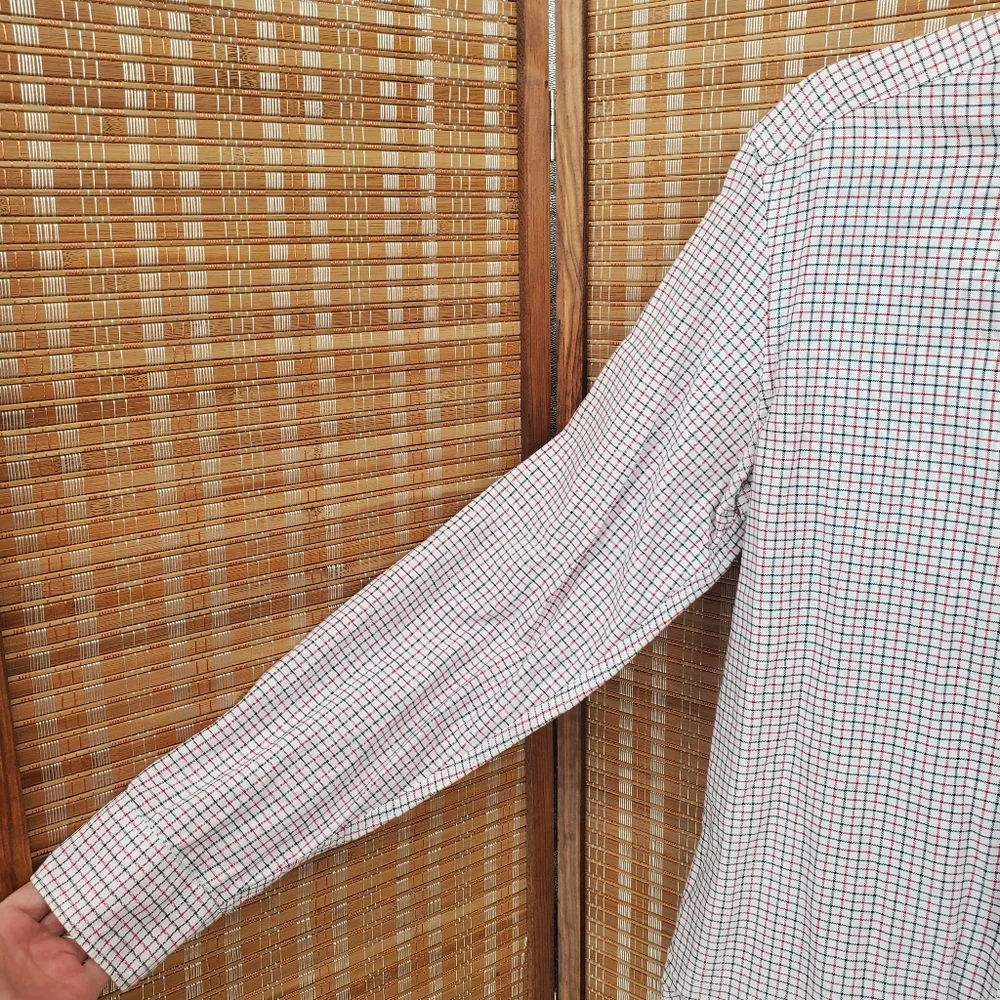 ♧ J Crew All Cotton Oxford Slim Plaid Buttoned Shirt Size Medium White Blue Red